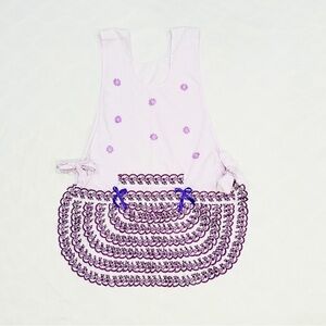 Vintage Pinafore Apron Lavender Embroidered Dark Purple Ruffles